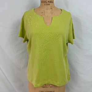 White Stag Short Sleeve V-Neck T-shirt Lime Green Size XL 100% Cotton
